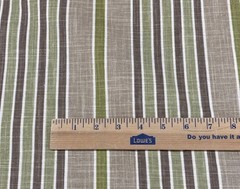 2010 Microfibres Linen Blend Green Brown Cream Stripe Upholstery Fabric BTY #13