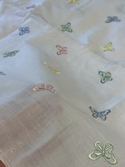 2.5 Yds Embroidered Butterfly Fabric Pastels Cotton 46in Wide VTG HTF