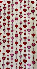 Fat 8 Scrap 9×22 “Try Me” Valentine Fabric “Love Me Do” Beaded Hearts on White