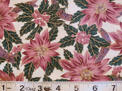 1990’s 100% cotton Hoffman fabric “boughs of holly” pink gold poinsettias