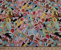 JoAnn Fabric – RETRO SWIMSUIT POSTCARDS – by the HALF yd (18″)