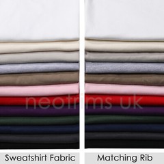 Heavy Sweatshirt Fabric French Terry Brushed Fleece Luxury Fabric+Rib Combo Set