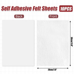 Bonsicoky 10 Pack Self Adhesive Felt Sheets 20x30cm (7.9×11.8 inches), White