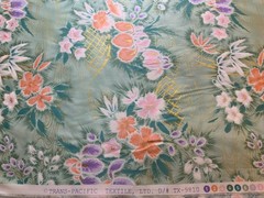 Sage & Peach Iris Floral Cotton Sateen Fabric Vintage 90’s OOP