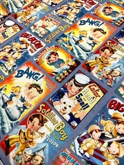 Vintage Retro Style Sailor Boy Cartoon Nursery Sewing Cotton Quilting Fabric