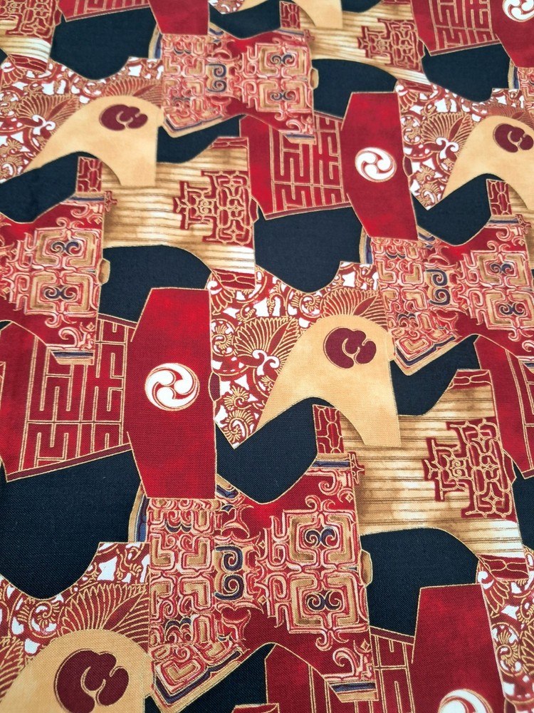OOP Robert Kaufman D#5279 Oriental Traditions 6 Yards Red and Gold 43″