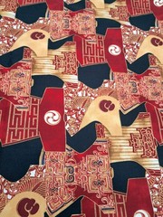 OOP Robert Kaufman D#5279 Oriental Traditions 6 Yards Red and Gold 43″