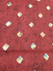 4 YARDS uncut Vintage 100% Cotton Fabric Maroon W/ Brown Blue Blocks Splatter
