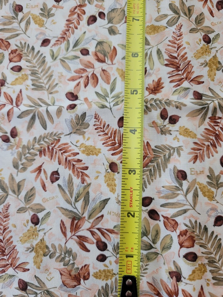 100% Cotton Quilt Fabric 3 Yards Leaves NATURES Sketchbook Red Rooster Fabrics