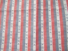 Patriotic Fabric Red White Blue Cotton Fabric Says USA Fabric SBTY BY 44″