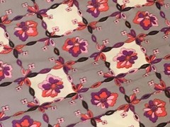 Loomskill Inc Fabric @2 Yards Floral Flowers Pink Purple Mod Vtg Groovy Squares