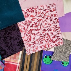 Crazy Quilt Fabric Scrap Lot 13 Ounces Satin Velvet Brocade
