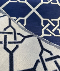 Bridle Navy Blue Geometric Jacquard Upholstery Regal Fabric By The Yard