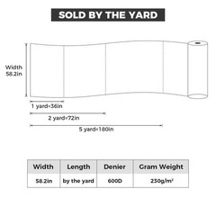 600D 230gsm Canvas Fabric Cordura Polyester Upholstery Fabric for Sewing Crafts