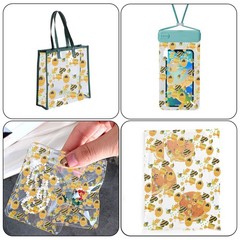 11.8 x 47.2 In Transparent Clear Honey Bee Printed TPU Jelly Vinyl Fabric