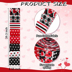 40Pcs Mother’S Day Cotton Fabric Strips Red Black Love Heart Polka Dots Fabric