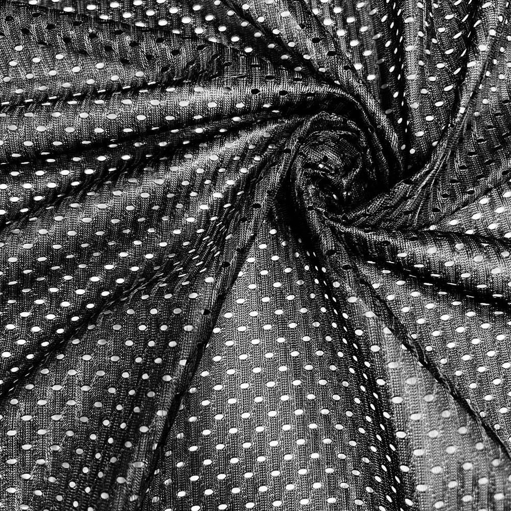Sawyer BLACK Polyester Football Sports Mesh Knit Fabric by the Yard – 10047