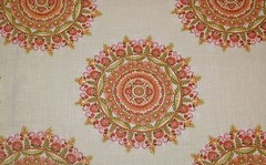 RICHLOOM MARGARITA ORANGE PINK SUZANI MEDALLION LINEN FABRIC BY THE YARD 54″W