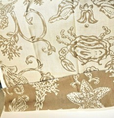 Sea Star Crab Coral Designer Upholstery Fabric Reversible 2-Side Brown Brige 27″