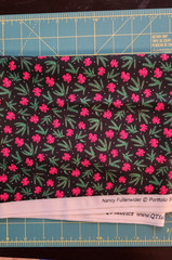 1 yd Christmas fabric small red bows, pine sprigs on a black, from my stash