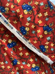 Vintage Tandler Textile Red Blue Floral, 2 1/2 Yards 1991. Heavy