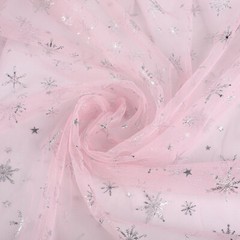 150cm x 90cm Snowflake Tulle Silver Decal Organza Mesh Cloth DIY Handmade Fabric