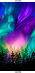 Trees Aurora Borealis Fabric 21″X44″ Trim PANEL Cotton Timeless Treasures C8456