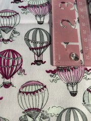Ink & Arrow Pink Hot Air Balloon Fabric Gray Black Quilt Cotton 15″ x 44″ F66