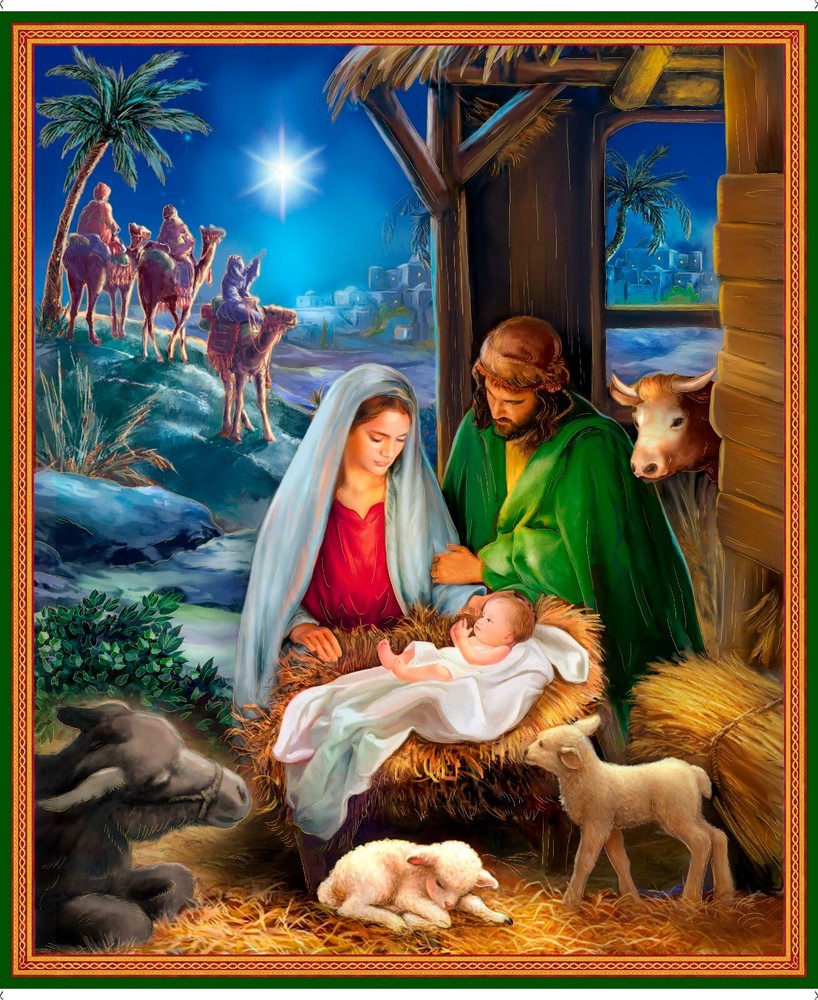 QUILTING TREASURES, THE NEWBORN KING, MENGA, CHRISTMAS, NATIVITY, JESUS, FABRIC