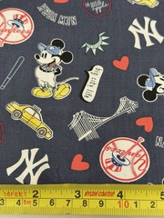 New York Yankees MLB Mickey Mouse Cotton Quilt Baseball Fabric ~ 1/2 yd ~ NEW