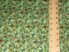 1/2 Yd Country Cousins Red Rooster Cotton Fabric Flowers Butterflies on Green