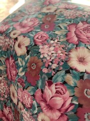 3.5 Yards 54” Vintage Fabric Pink Mauve Roses Flowers Floral Cotton Blend Sheen