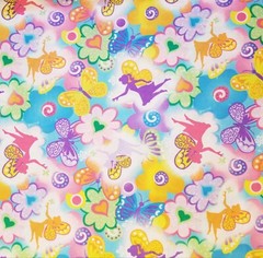 BTY Pixie Garden Fairys Butterflies Hearts Flowers New Cotton Fabric