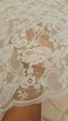 “White Bridal Lace Fabric with Embroidered Flowers and Polka Dots – Sold by the