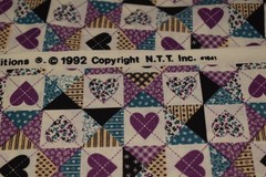 4-1/2 yards vintage cotton FABRIC TRADITIONS hearts stars PURPLE TEAL country