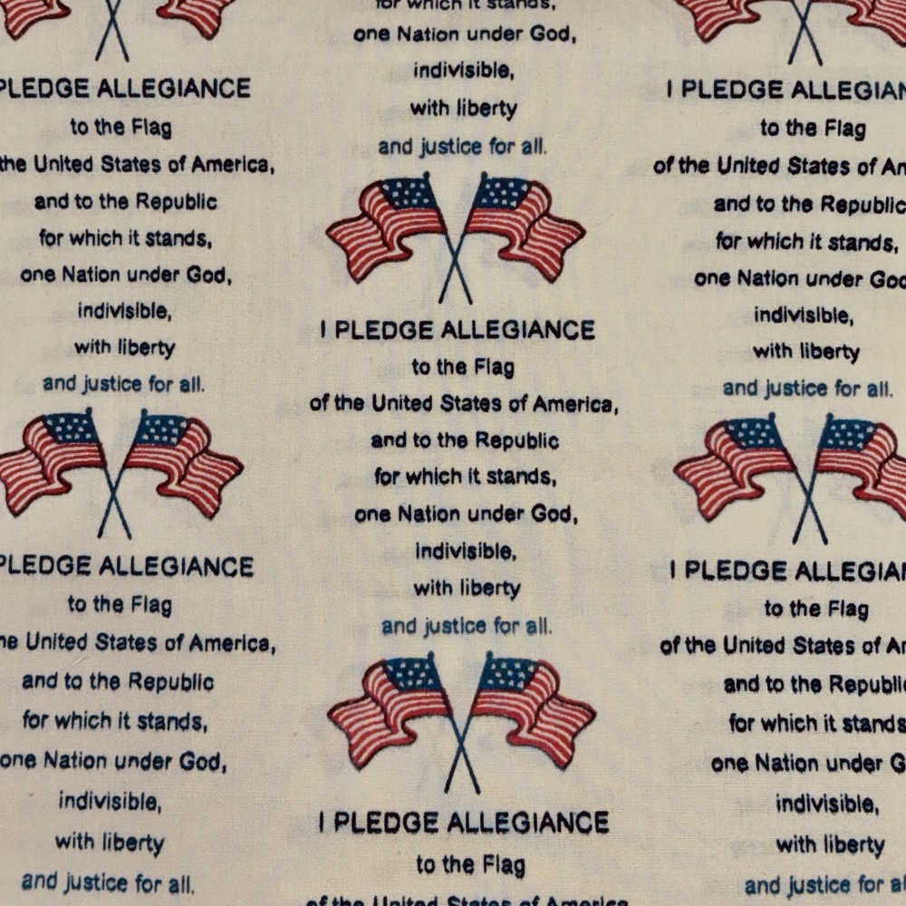 Vtg Springs Industries Fabric American Pride 5128 Pledge of Allegiance 2yds 31in