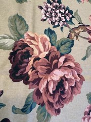 VTG Stanley King Fabric Floral 3 YARDS 54″ W HUGE PINK FLOWERS COTTAGE FRENCH