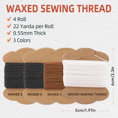 Upholstery Repair Kit: Extra Strong Waxed Sewing Thread 4 Black, white, brown