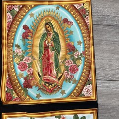 Metallic Our Lady of Guadalupe 100% COTTON fabric panel 24 x 44 Inner Faith