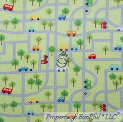 BonEful Fabric FQ Flannel Cotton Quilt Green Red Blue Baby Boy Car Bus Truck Map