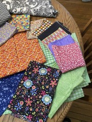 Lot Of 16 Different Fabric Scraps Remnant Various Patterns & Sizes, See Pics
