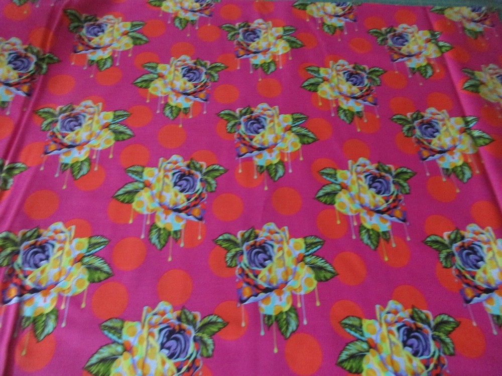 Tula Pink Cotton Fabric 1 Fat Quarter Curiouser Painted Roses on Pink