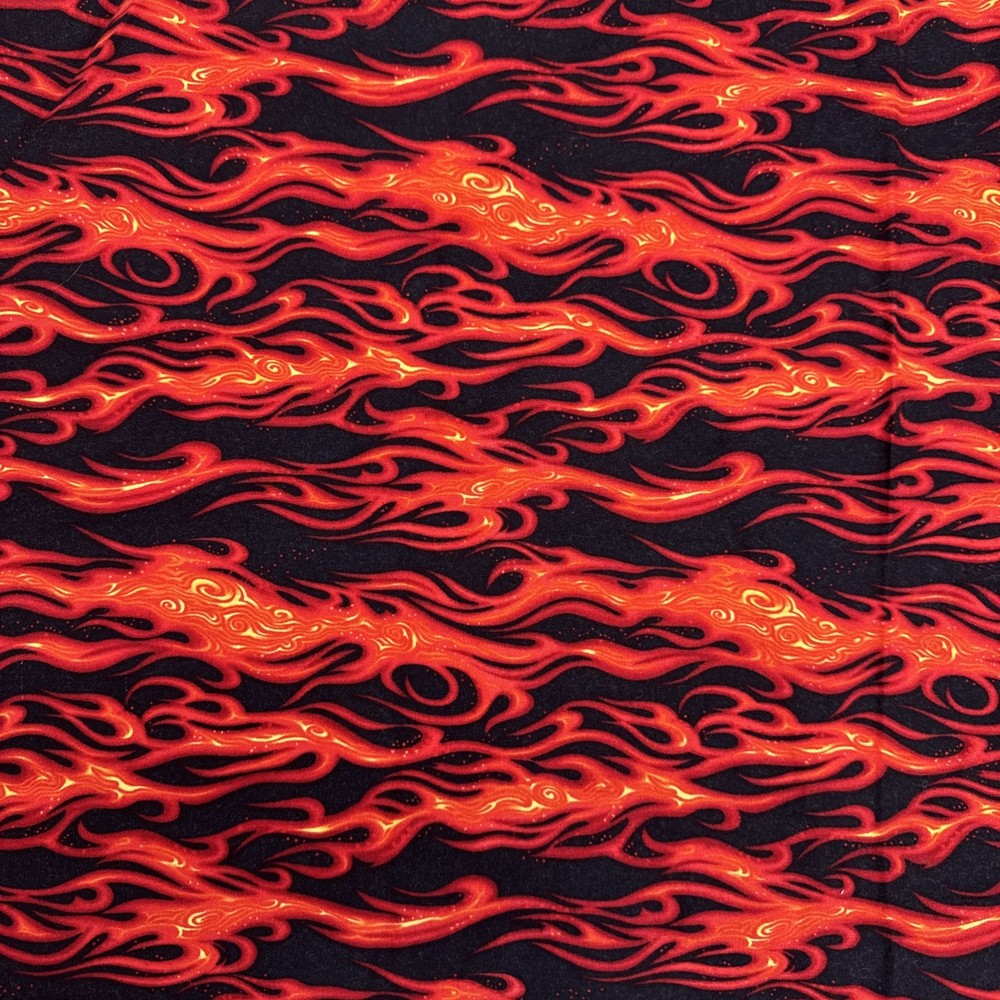 Orange Red Flames Black Cotton Fabric “Movin On” BTHalfY #52