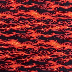 Orange Red Flames Black Cotton Fabric “Movin On” BTHalfY #52