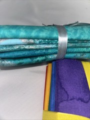 Lot Of 15 Fat Quarters Batik Primary Colors And Turquoise Teal