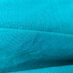 Peacock Turquoise Corduroy Fabric Ribbed Cotton 4.25 Yards Silver Accents 153×43