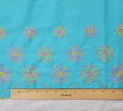 Light Blue Pastel Floral Embroidered Fabric Scalloped Border Edge 23″ x 6.5 Yds