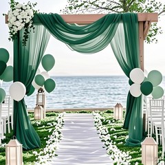 6.7 Yards Dark Green Sheer Wedding Arch Draping Fabric Chiffon 29 Inch x 20ft