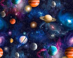Space Galaxy Planets Cotton Fabric Universe Planet Little Johnny Kids Craft 60”