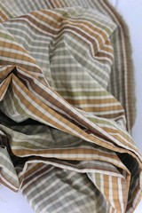 Vintage Plaid Faux Silk Fabric 57×114 Striped Checked 3 Yards